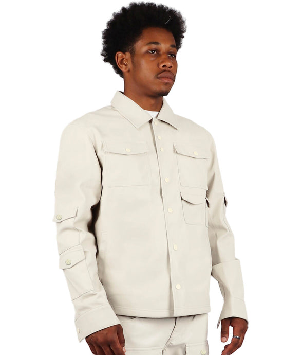 Dillon Beige Over-Sized Pocket Men's Shacket