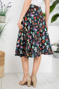 Maitake Garden Mushroom Print Swing Skirt