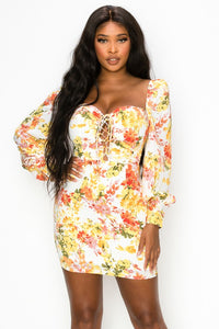 Tiffany Yellow Floral Print Mini Dress