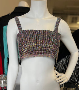 Kelis Black AB Rhinestone Crop Top