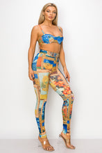 Madeline Multi Blue Masterpiece Print Bra Top and Leggings Set