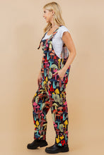 Trippie Black Colorful Mushroom Print Corduroy Overall