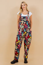 Trippie Black Colorful Mushroom Print Corduroy Overall