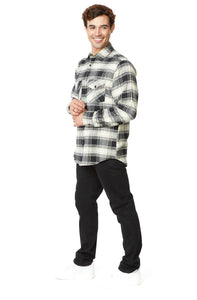 Shane Black and White Ultra Soft Flannel Long Plaid Shirt