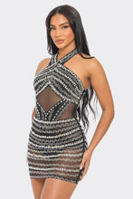 Amara Black Rhinestone Bodysuit and Skirt Set