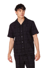 Leonardo Black Textured Short Sleeve Men's Button Down Shirt