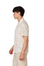 Adolpho White Crochet Textured Button Up Men's Shirt