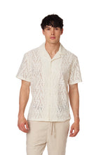 Adolpho White Crochet Textured Button Up Men's Shirt