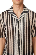 Francesco Black and White Crochet Textured Button Up Men's Shirt