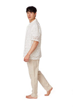 Reynaldo White Paisley Lace Crochet Textured Shirt