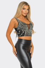 Bryn Rhinestone and Pearl Embellished Crop top