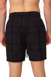 Angelo Black Men's Textured Cotton Elastic Shorts