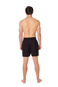 Angelo Black Men's Textured Cotton Elastic Shorts