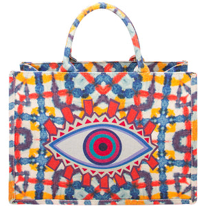 08 Multi Color Pattern Design Evil Eye Tote Bag