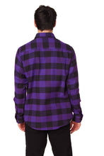 Terry Purple Flannel Long Buffalo Plaid Shirt