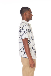 Miguel White Printed Woven Short Sleeve Shirt