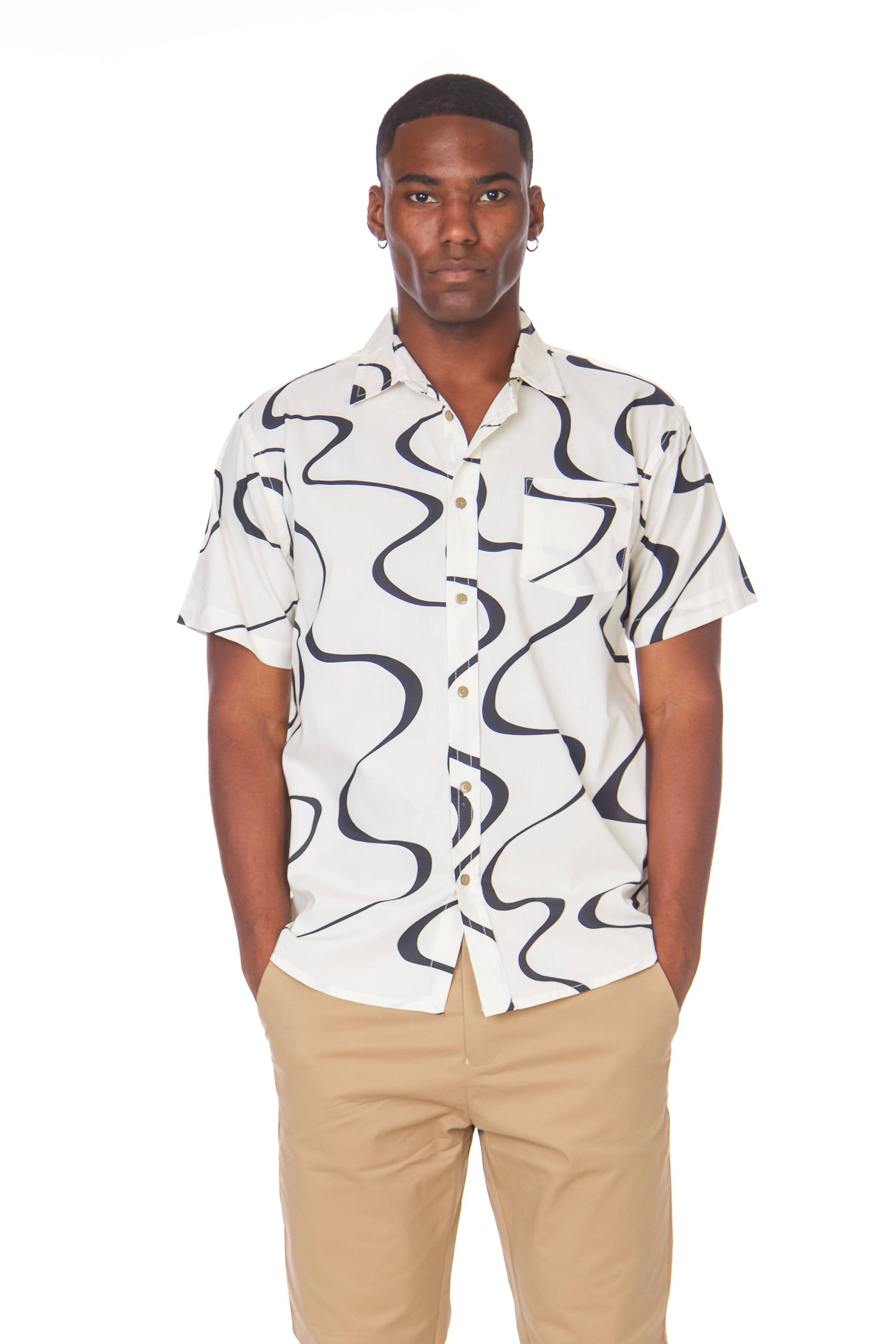 Miguel White Printed Woven Short Sleeve Shirt