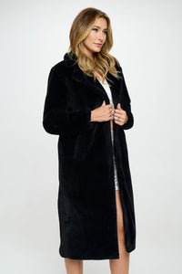 Piper Black Fluffy Full Length Coat