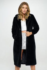 Piper Black Fluffy Full Length Coat