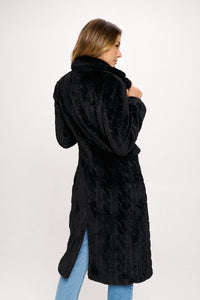 Miranda Black Faux Fur Trendy Trench Coat