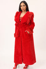 Destiny One-Size Oversized Red Faux Fur Full Length Coat