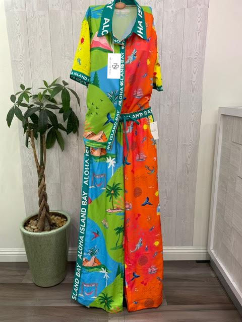 Aloha Colorful Two Piece Pants Set