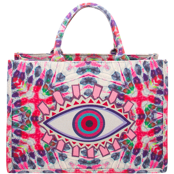 04 Multi Color Pattern Design Evil Eye Tote Bag