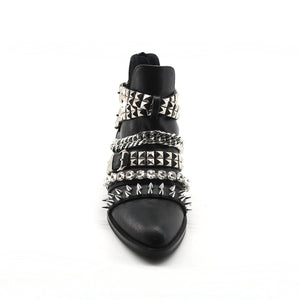 Grind Silver Booties With Rhinestones and Studs