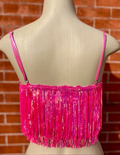 Arianna Flamingo Sequins Fringe Crop Top