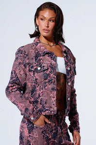 Kelly Distressed Pink Denim Jacket