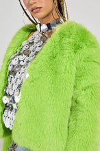 Chartreuse Slime Time Lime Faux Fur Coat