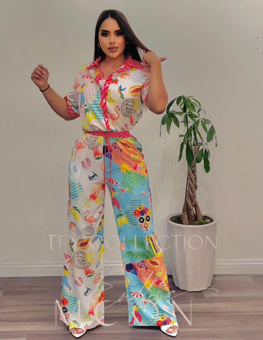 La Playa Colorful Two Piece Pants Set