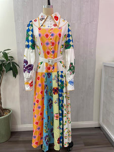 Odesza Colorful Printed Long sleeve Long Dress