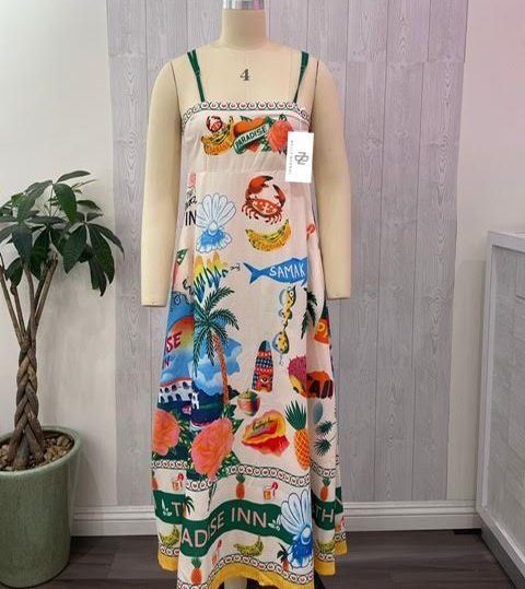 Paradise Colorful Printed Long Dress