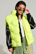 Betty Neon Yellow Weave Puffer Vest