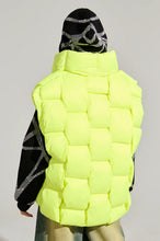 Betty Neon Yellow Weave Puffer Vest