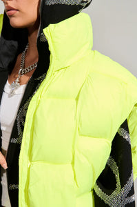 Betty Neon Yellow Weave Puffer Vest