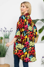 Kinoko Black Colorful Mushroom Print Kimono