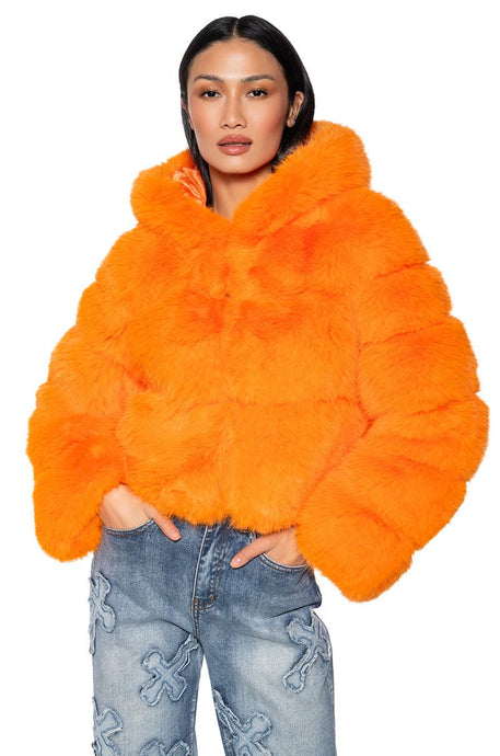 Fanta Orange Faux Fox Fur