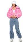 Christie Baby Pink Plush Faux Fur Bomber Jacket