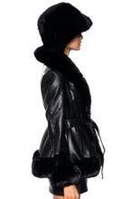 Louisa Black Faux Fur Peplum Trim Moto Jacket