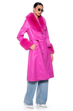 Marissa Hot Pink Faux Fur Trench