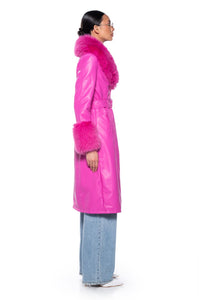 Marissa Hot Pink Faux Fur Trench