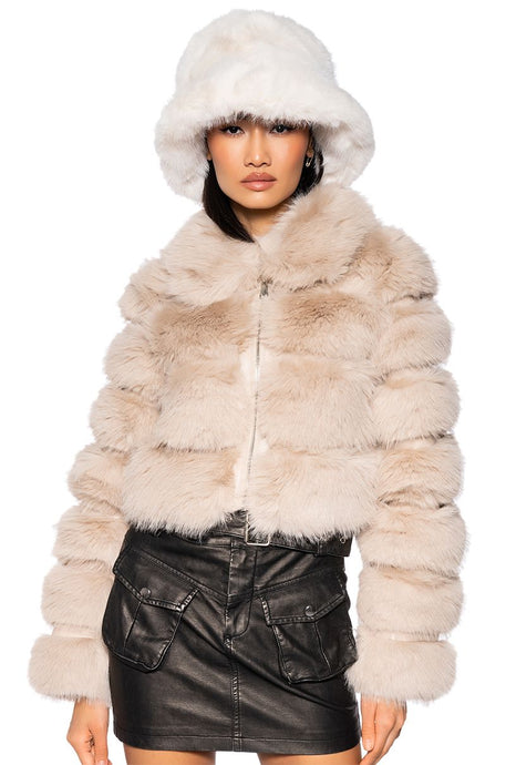 Khloe Beige Faux Fur Coat