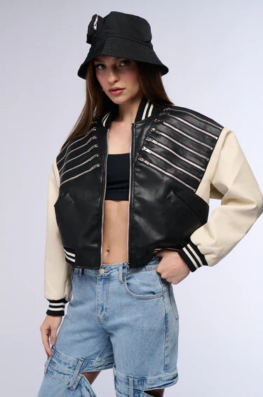 Eliza Zippered Up Bomber Jacket