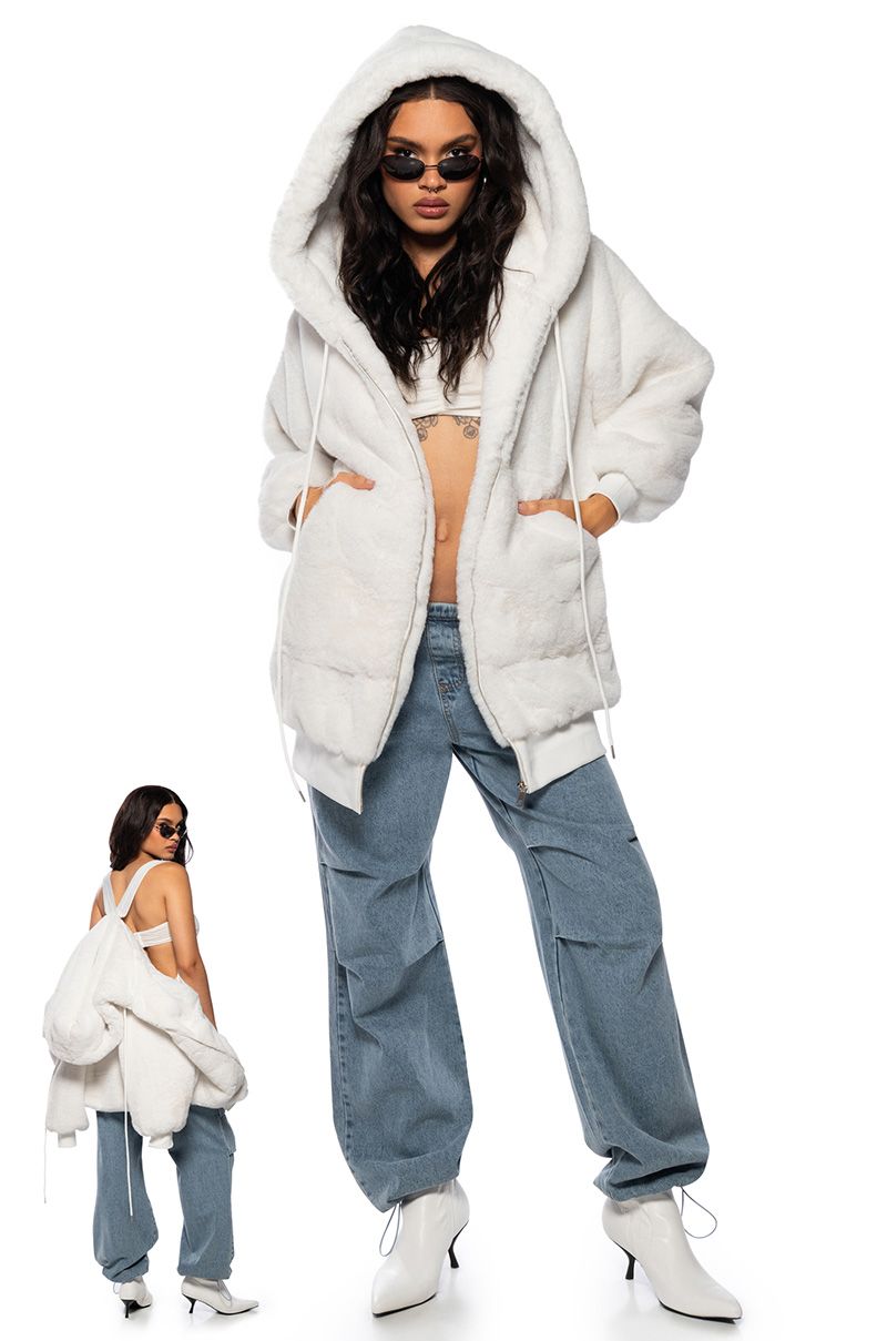 Kristen Plush Faux Fur Longline Hoodie