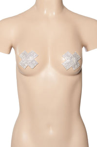 Silver Cross X Out Nipple Sticker Covers