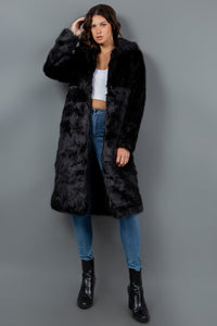 Kaitlyn Black Faux Fur Long Coat