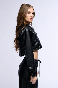 Bianca Black Boxy PU Jacket