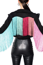 Nashville Multicolor Fringe Back Moto Jacket